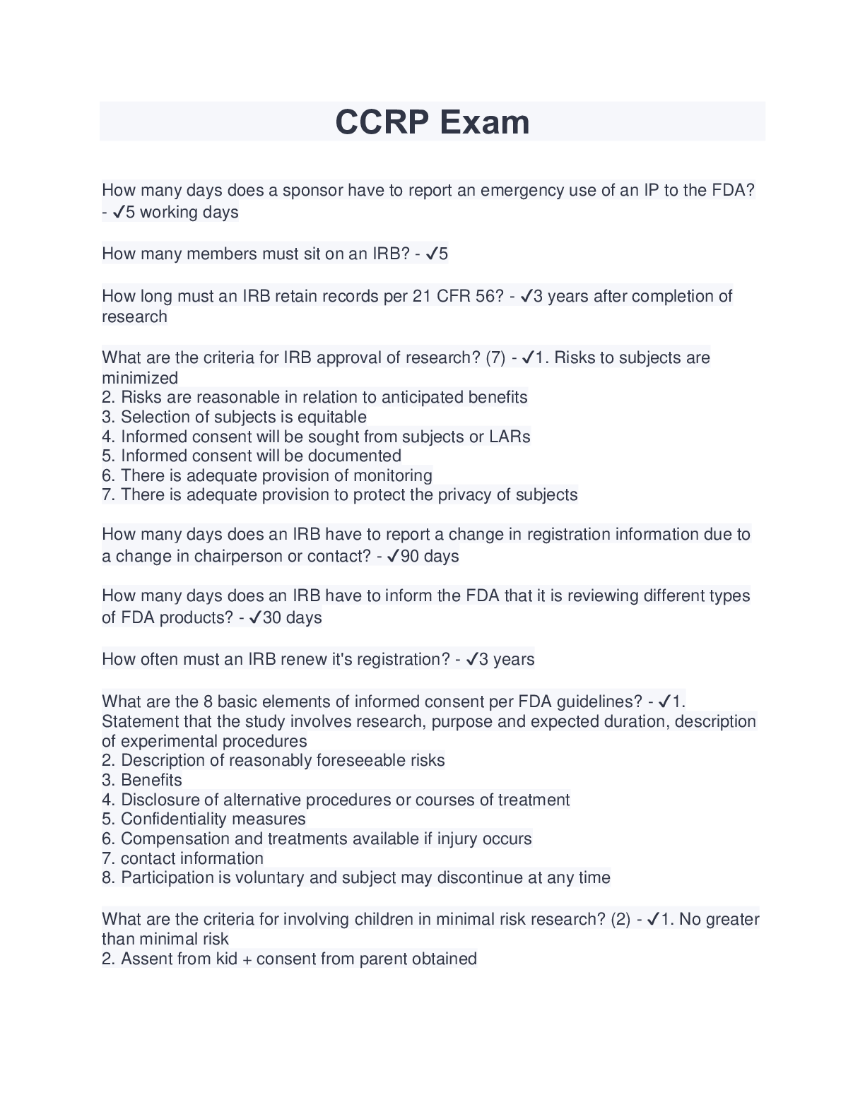 Preview image for CCRP Exam (Latest 2023/2024) Verified Answers by Expert